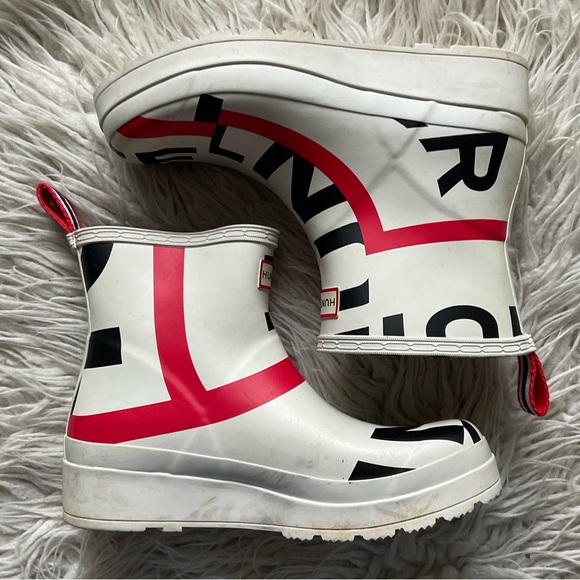 Hunter Original Play Exploded Wellington Short White Rubber Rain Boots EUC Sz 8 - Picture 3 of 13